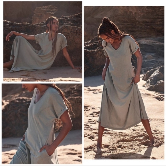 Free People Meadow Tee Dress in Green - Picture 1 of 3